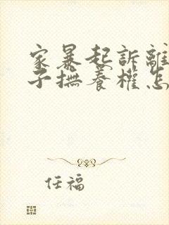 家暴起诉离婚孩子抚养权怎么判