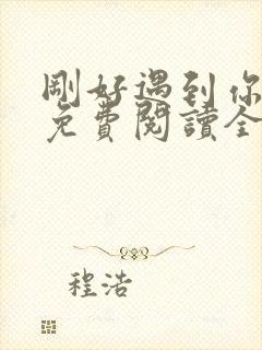 刚好遇到你小说免费阅读全文