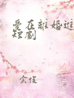 爱在离婚进行时短剧