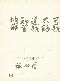 明知道不可以是哪首歌的歌词