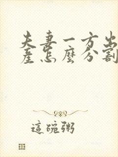 夫妻一方出轨财产怎么分割