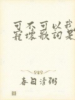 可不可以我把你宠坏歌词是哪首歌