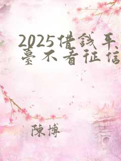 2025借钱平台不看征信容易通过的