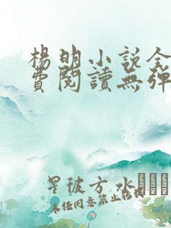 杨明小说全文免费阅读无弹窗