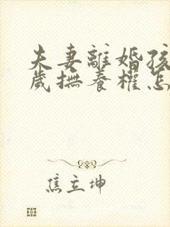 夫妻离婚孩子1岁抚养权怎么判定