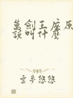 万剑王座原著小说叫什么