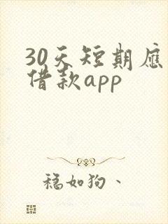 30天短期应急借款app
