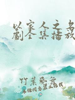 以家人之名电视剧全集播放免费观看