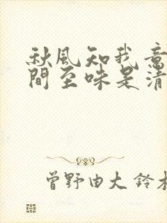 秋风知我意,人间至味是清欢