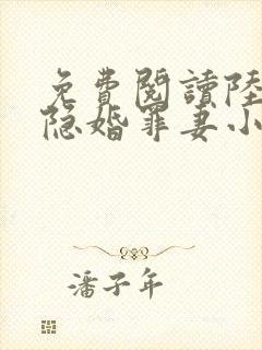免费阅读陆少的隐婚罪妻小说