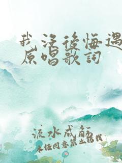 我没后悔遇见你原唱歌词