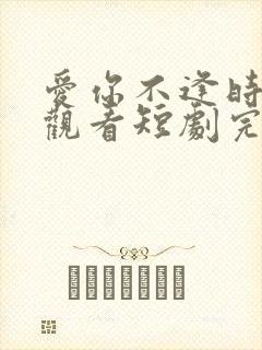 爱你不逢时免费观看短剧完整版