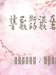 情已断泪在流这首歌的歌名