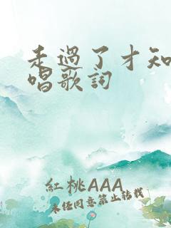 走过了才知道原唱歌词