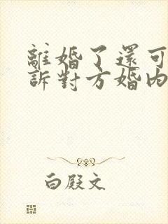 离婚了还可以起诉对方婚内出轨吗