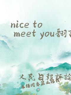 nice to meet you翻译成中文怎么说