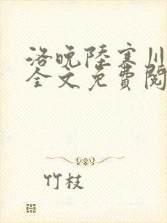 洛晚陆寒川小说全文免费阅读