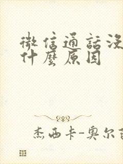 微信通话没反应什么原因