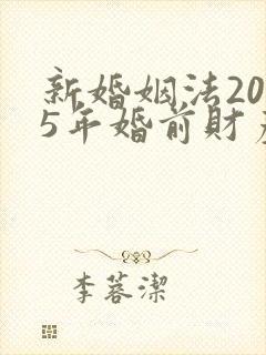 新婚姻法2025年婚前财产分割