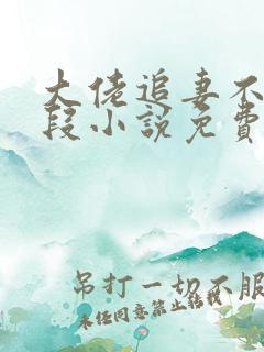 大佬追妻不择手段小说免费无弹窗