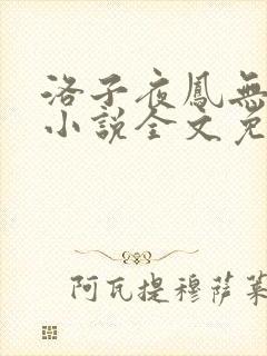 洛子夜凤无俦的小说全文免费阅读