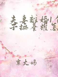 夫妻离婚1个孩子抚养权怎么判定