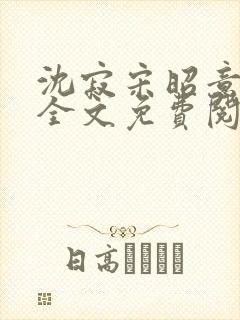 沈寂宋昭意小说全文免费阅读