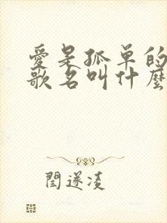 爱是孤单的心事歌名叫什么歌