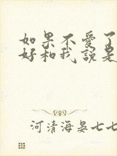 如果不爱了就好好和我说是什么歌