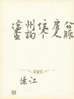 沧州住房公积金查询个人账户余额