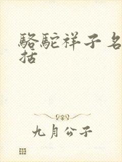 骆驼祥子名著概括