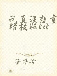 我真没想重生啊精校版txt