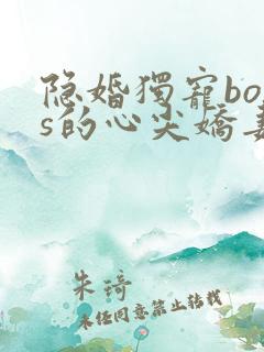 隐婚独宠boss的心尖娇妻