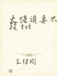 大佬追妻不择手段 txt