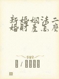 新婚姻法二婚离婚财产怎么分割