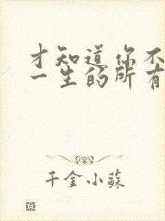 才知道你不是我一生的所有是啥歌