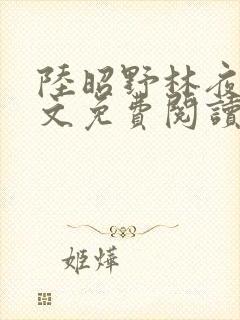 陆昭野林夜棠全文免费阅读最新章节