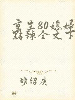 重生80媳妇有点辣全文下载