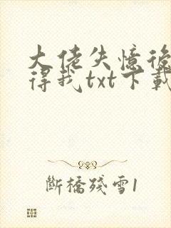 大佬失忆后只记得我txt下载