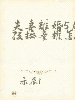 夫妻离婚5岁小孩抚养权怎么判