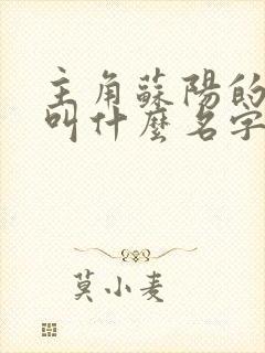 主角苏阳的小说叫什么名字