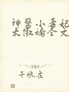 神医小毒妃皇叔太傲娇全文免费阅读