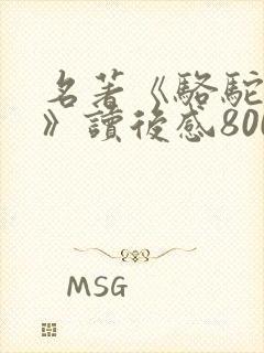 名著《骆驼祥子》读后感800字