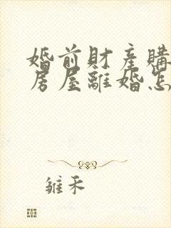 婚前财产购买的房屋离婚怎么分割