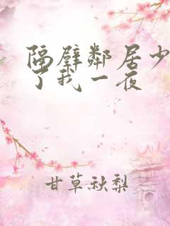 隔壁邻居少妇陪了我一夜