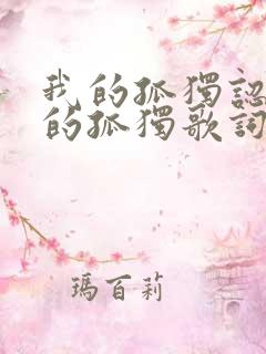 我的孤独认出你的孤独歌词