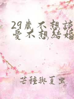 29岁不想谈恋爱不想结婚