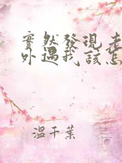 实然发现老公有外遇我该怎么办