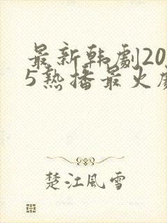 最新韩剧2025热播最火剧免费观看