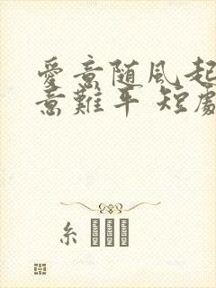 爱意随风起风止意难平 短剧